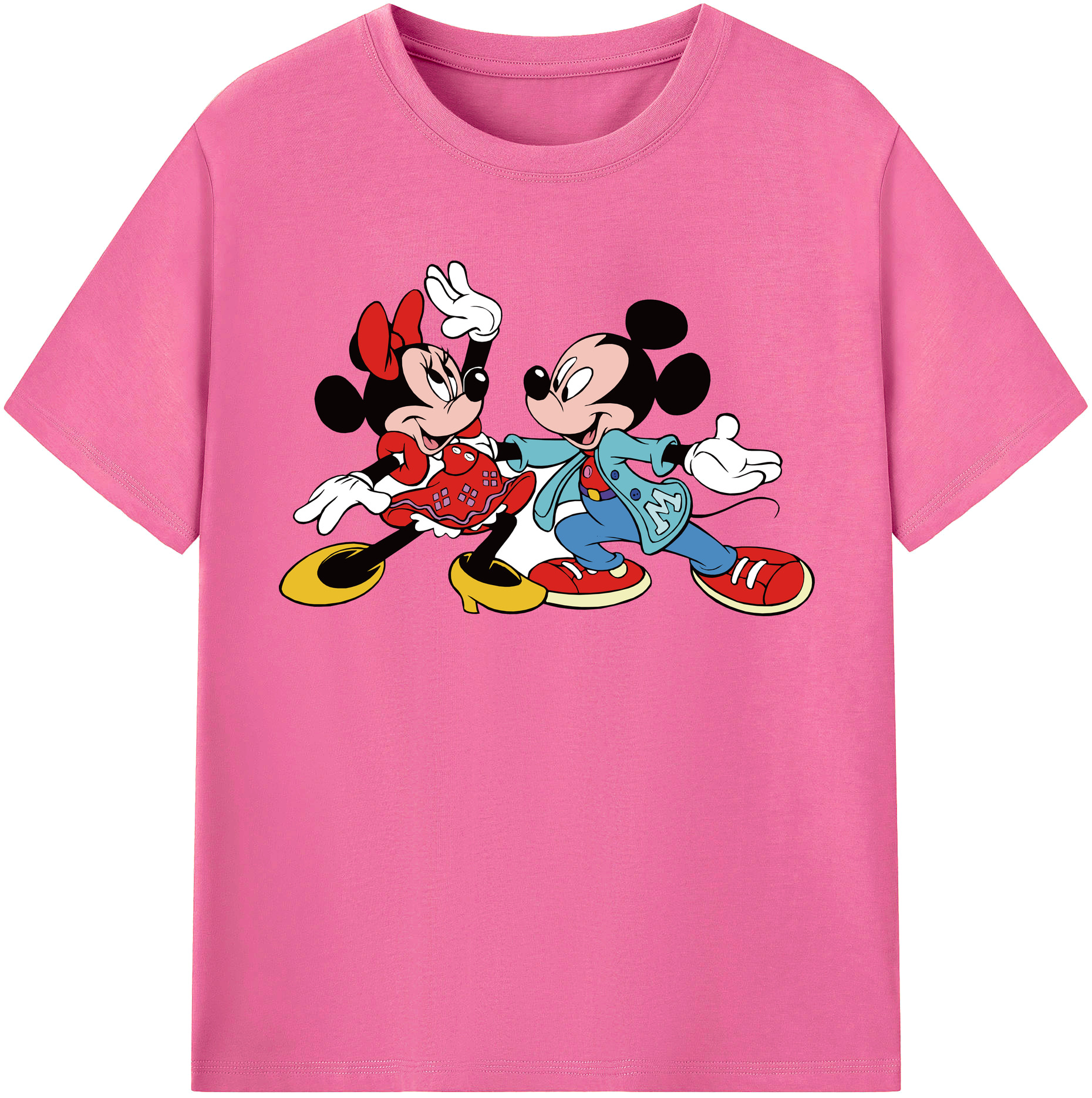 （画像用） ミッキーマウス Mickey Mouse レディースカジュアルプリントTシャツ（綿100％）